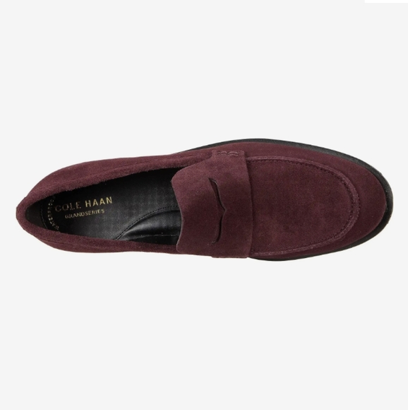 NWT Cole Haan 'Geneva' Waterproof Suede Penny Loafer in Pinot Angora Suede Sz.8B - Picture 2 of 16